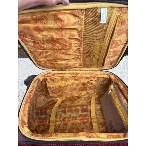 Samantha Brown Red Croc Embossed Carry On Luggage Spinner Wheels Travel Bag - Picture 9 of 13